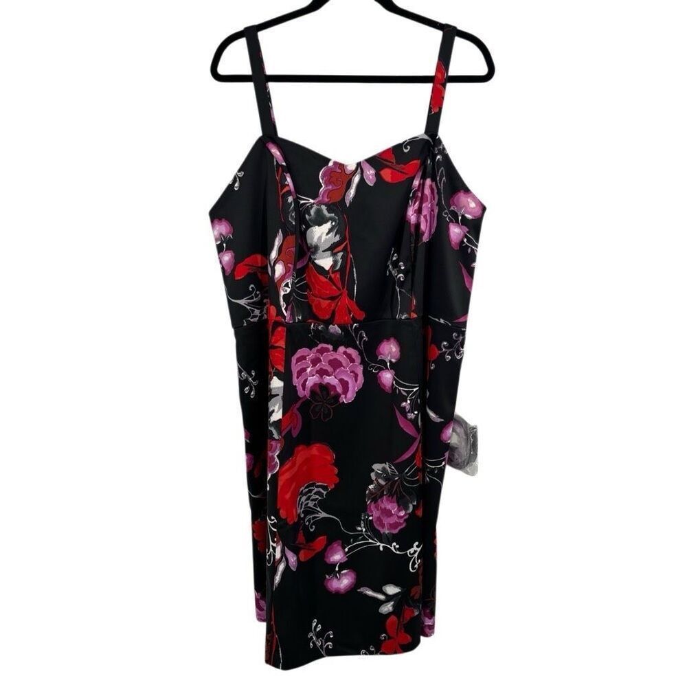 Lane Bryant Sleeveless Floral Dress Black/Red/Pink Size 20‎ NWT